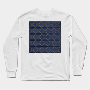 Golden triangular pattern on navy blue background filling the frame. Long Sleeve T-Shirt